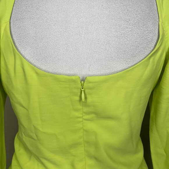 Express Women's Lime Green Yellow Chartreuse Cut Out Long Sleeve Blouse Top Sm - Picture 5 of 9